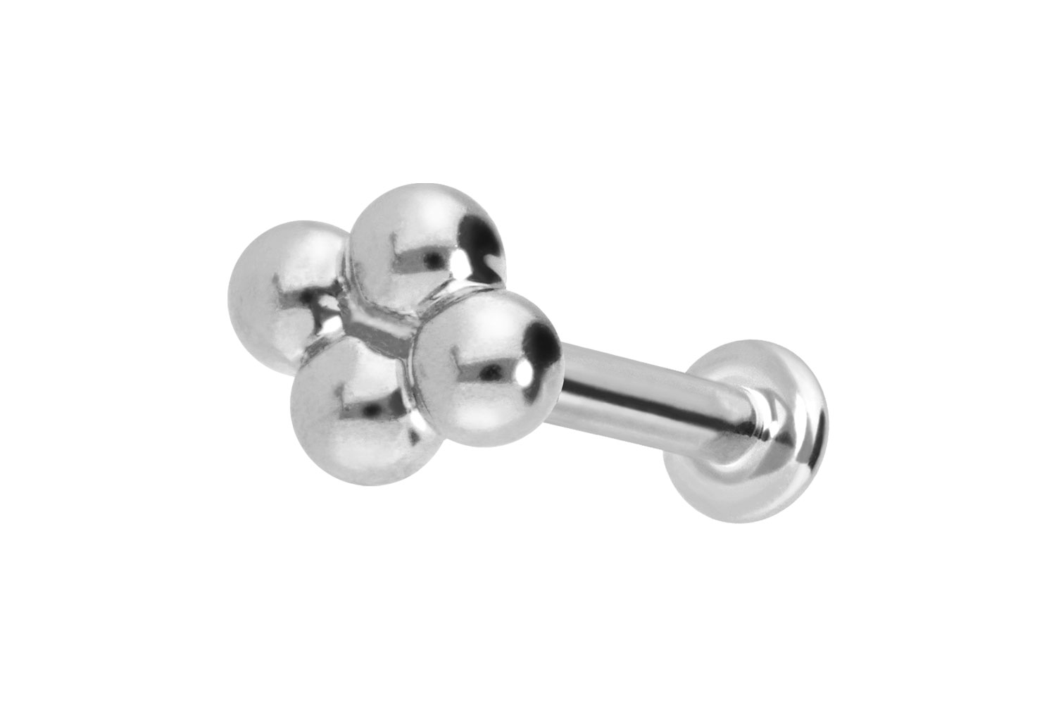 14 Karat Gold Labret Piercing mit Innengewinde 4 KUGELN